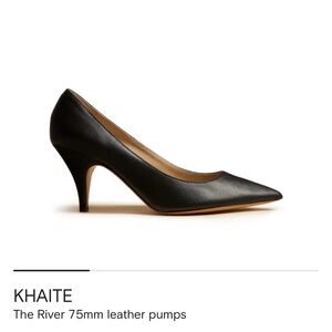 KHAITE Leather Iconic River Heel Pump. Black. Size 38.5